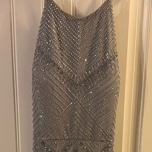 Adrianna Papell Platinum Sliver Beaded Gown- Never Worn with Tags (Size 12)